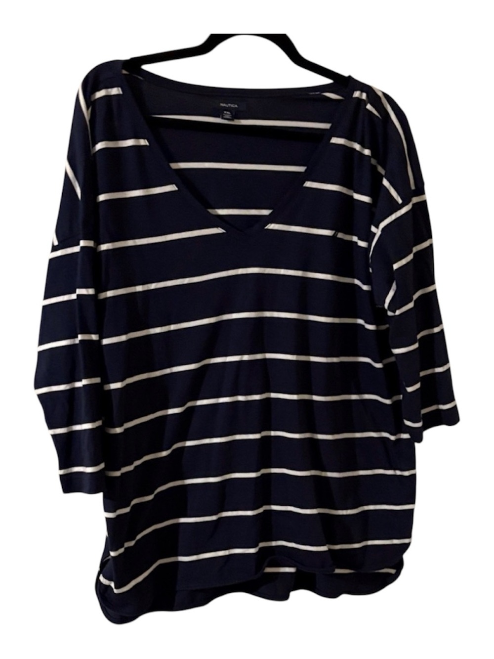Nautica Navy and White 3X Striped Long Sleeve Tee NWOT!